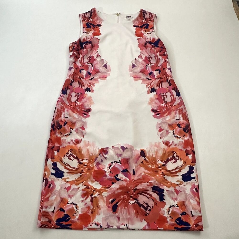 Calvin Klein Women's Sleeveless Sheath Dress Back‎ Zipper Crew Neckline, Size 14